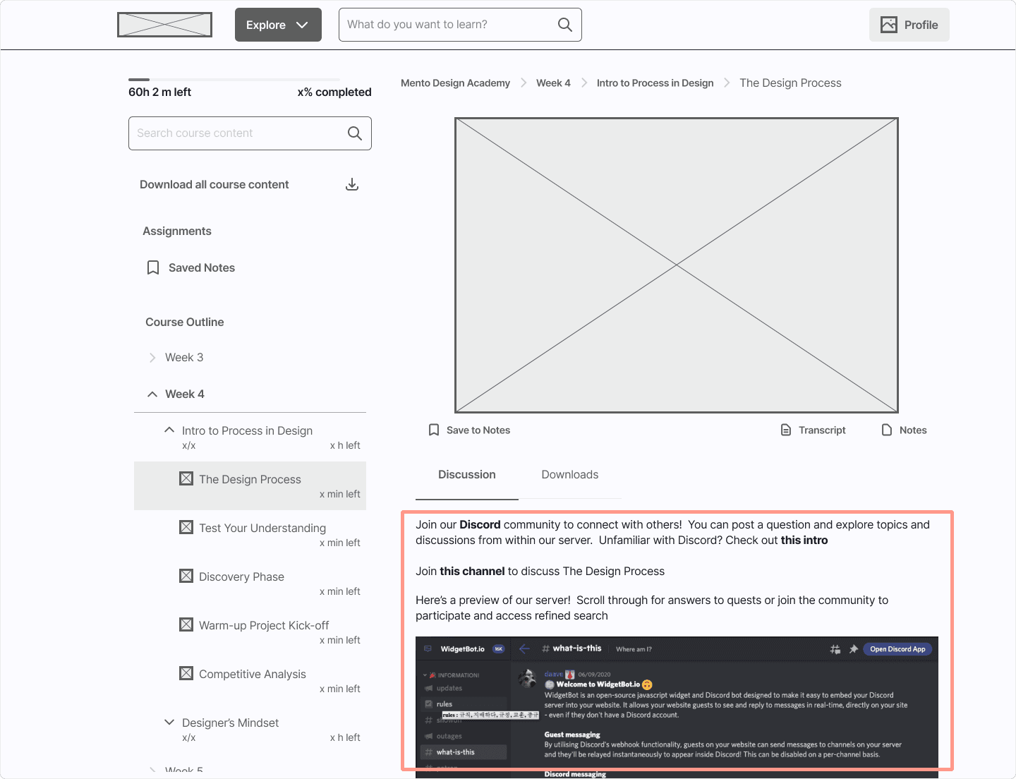 Screen of external discussion feature exploration
