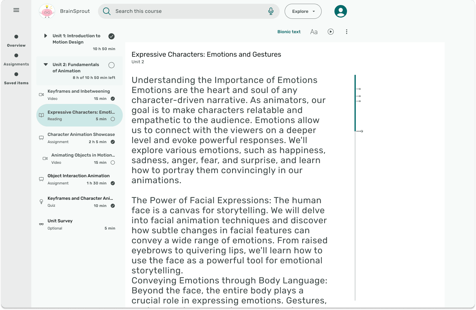 A website wireframe with a course on design.